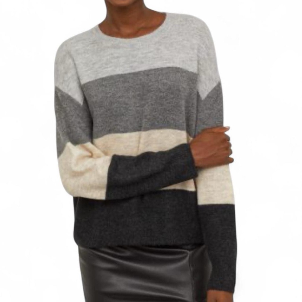 H&M Women's Striped Sweater in Gray and Cream